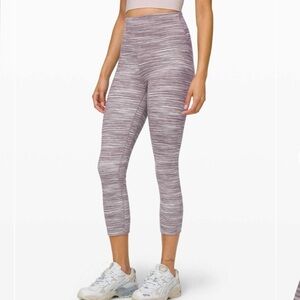 Lululemon Align Crop 21” Mini Space Dye Herringbone Jacquard Black Cherry Size 6
